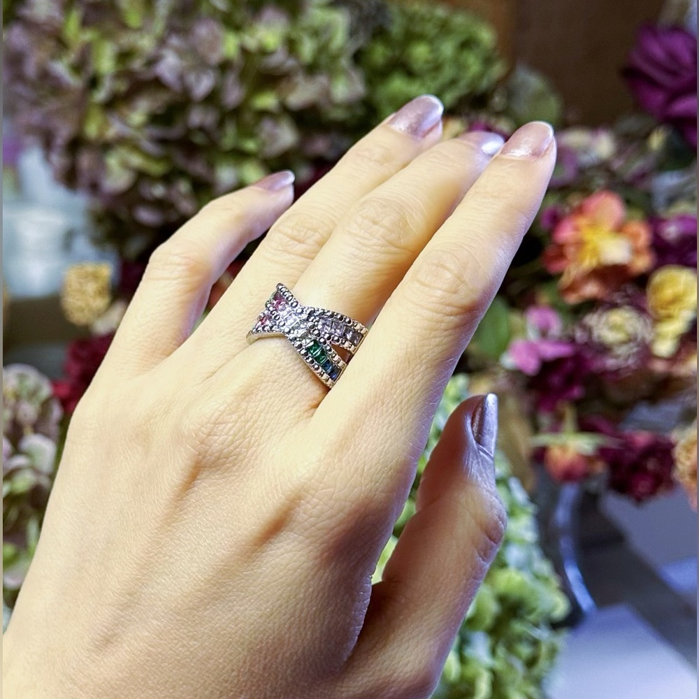 New Rainbow Zirconia Ring Size 7